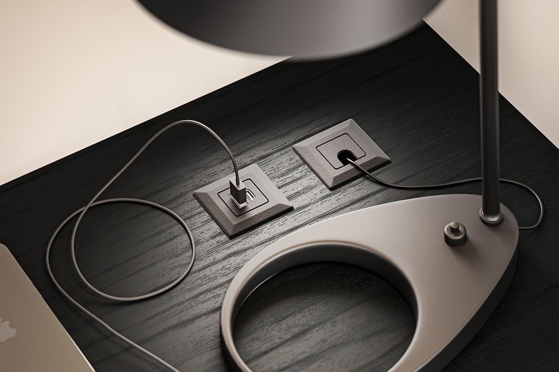 In surface power cable design for home office from California Closets