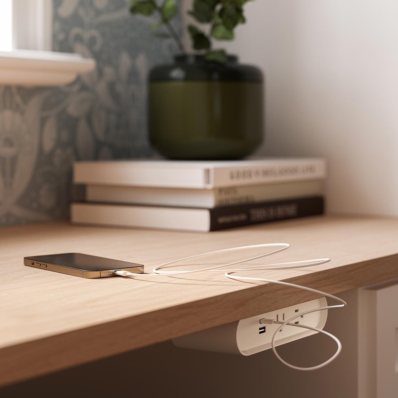 Undermounted charging station design from California Closets