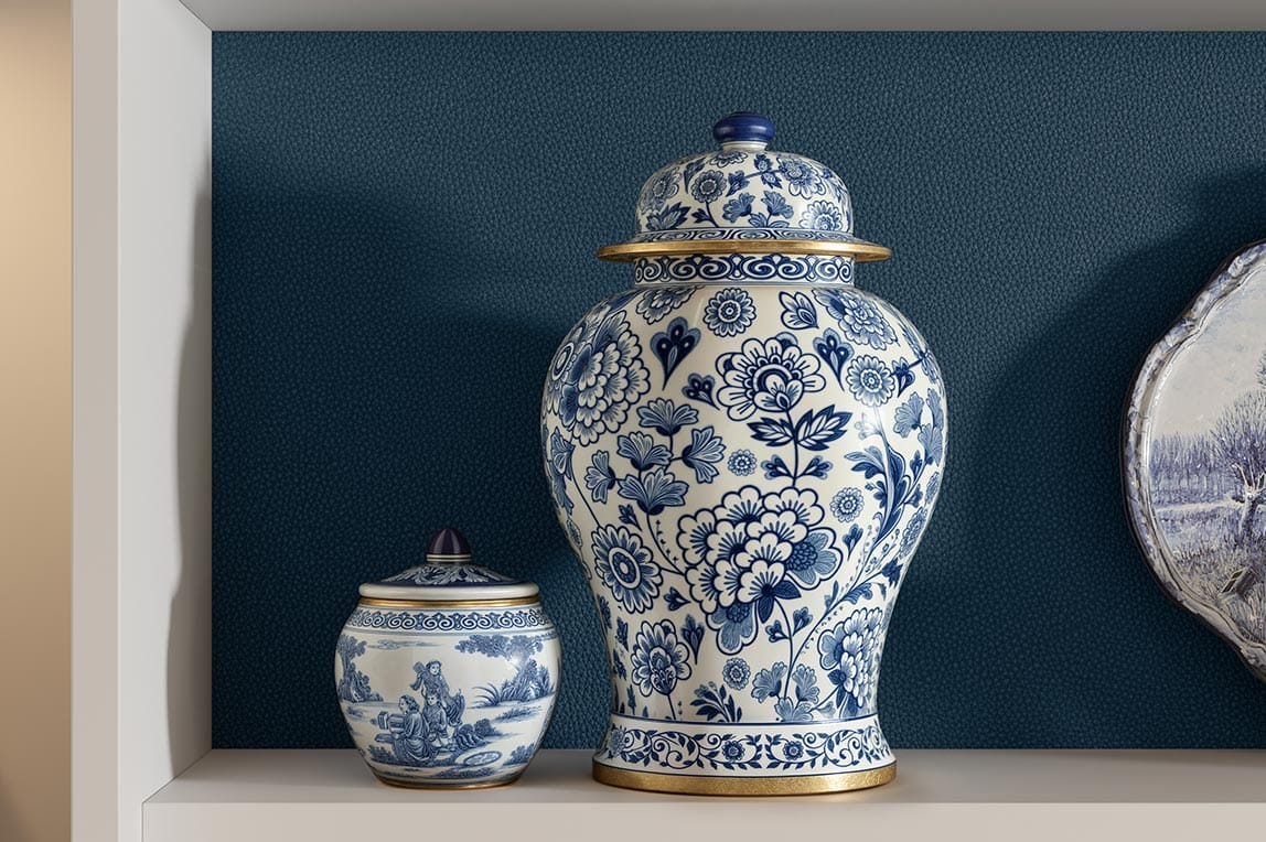 Personalized kitchen pantry with leather back panels for shelves or cubbies by California Closets